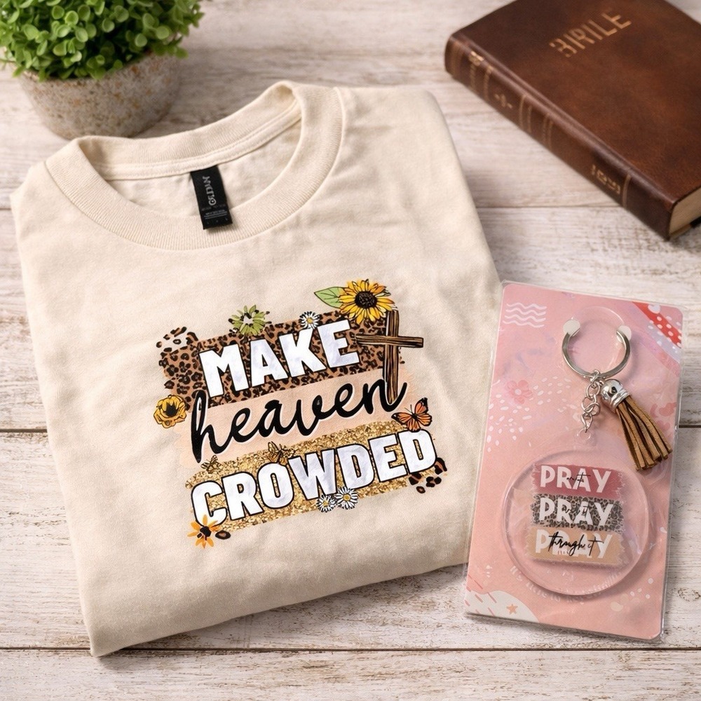 Christian Make Heaven Crowded T-Shirt Large Faith Graphic Tee Religious NWT